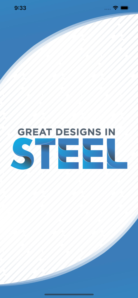 Great Designs in Steel (GDIS) - Pantalla de bienvenida de la aplicación Great Designs in Steel mostrando el logotipo del evento