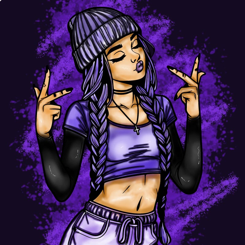 realistic teenage girl with braids and a beanie and crop top doing 🫶🏼