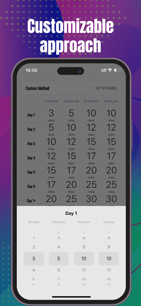 Sleep trainer - Ferber method - Sleep trainer app screen showing customizable Ferber method timers and sleep schedule