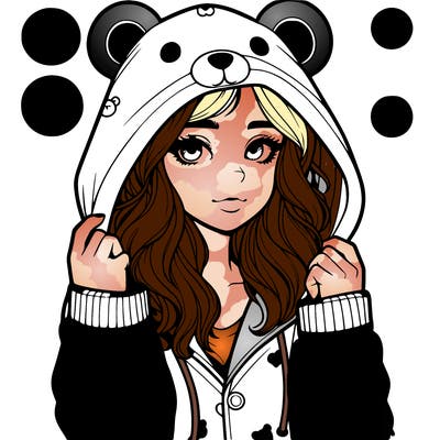 realistic girl in a animal pjs hoodie