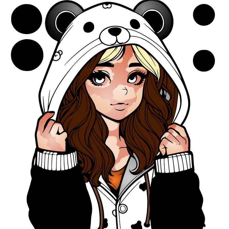 realistic girl in a animal pjs hoodie