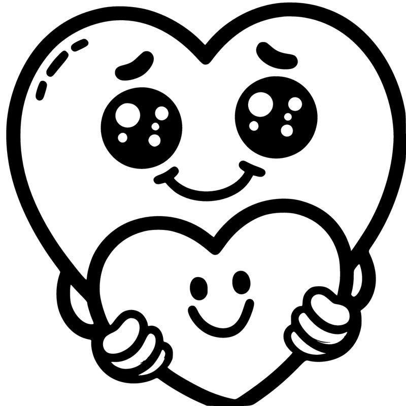 heart with a smile holding a heart