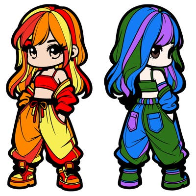 girl in crop top and baggy pants