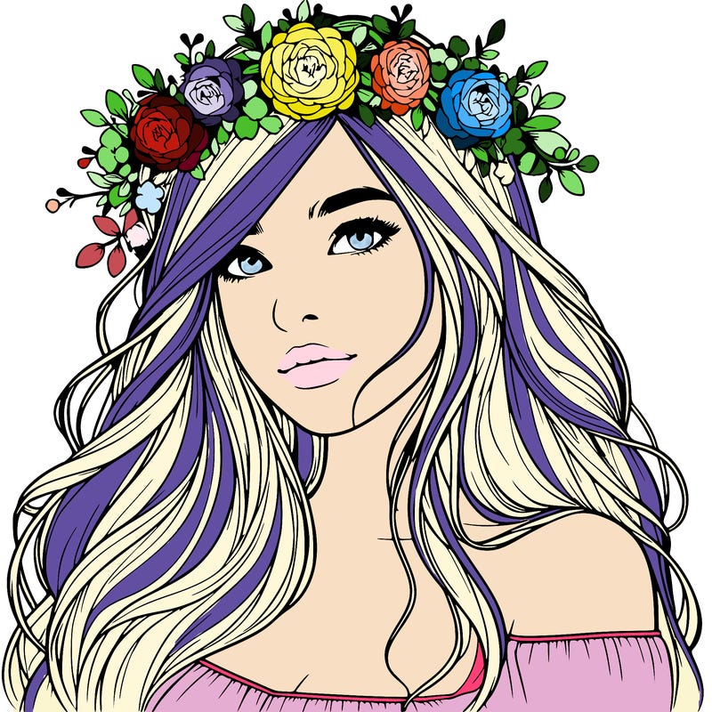realistic girl with flower crown