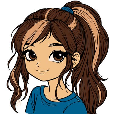 realistic girl with ponytail