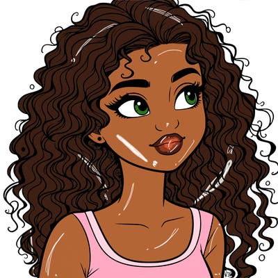 realistic girl with curly hair