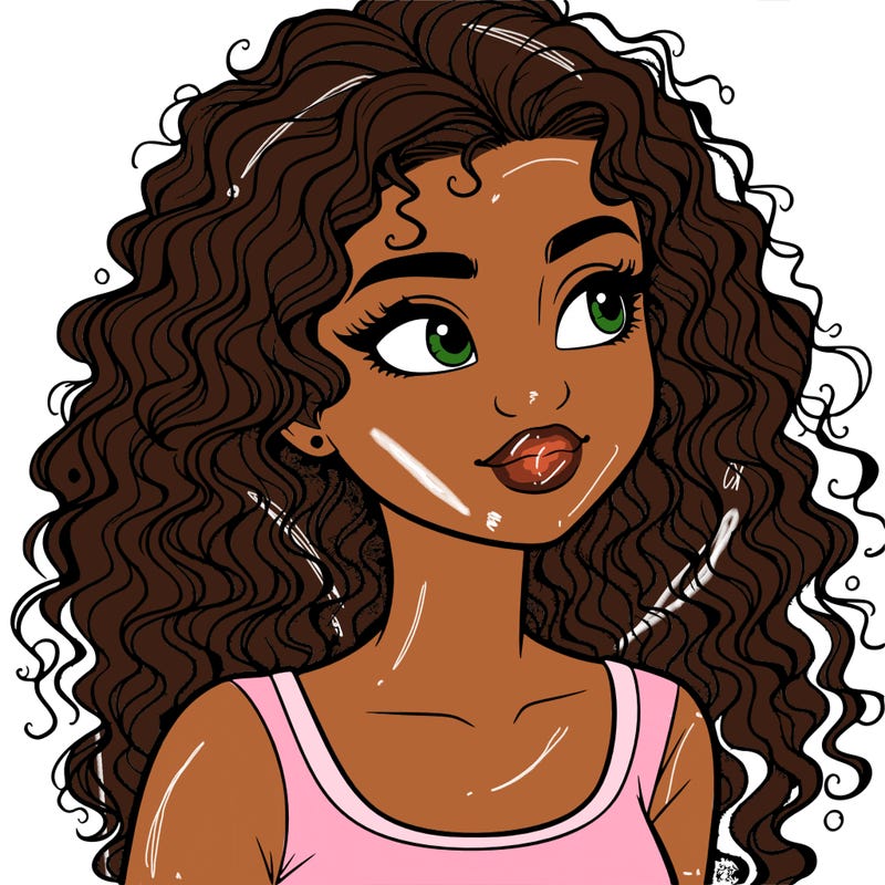 realistic girl with curly hair