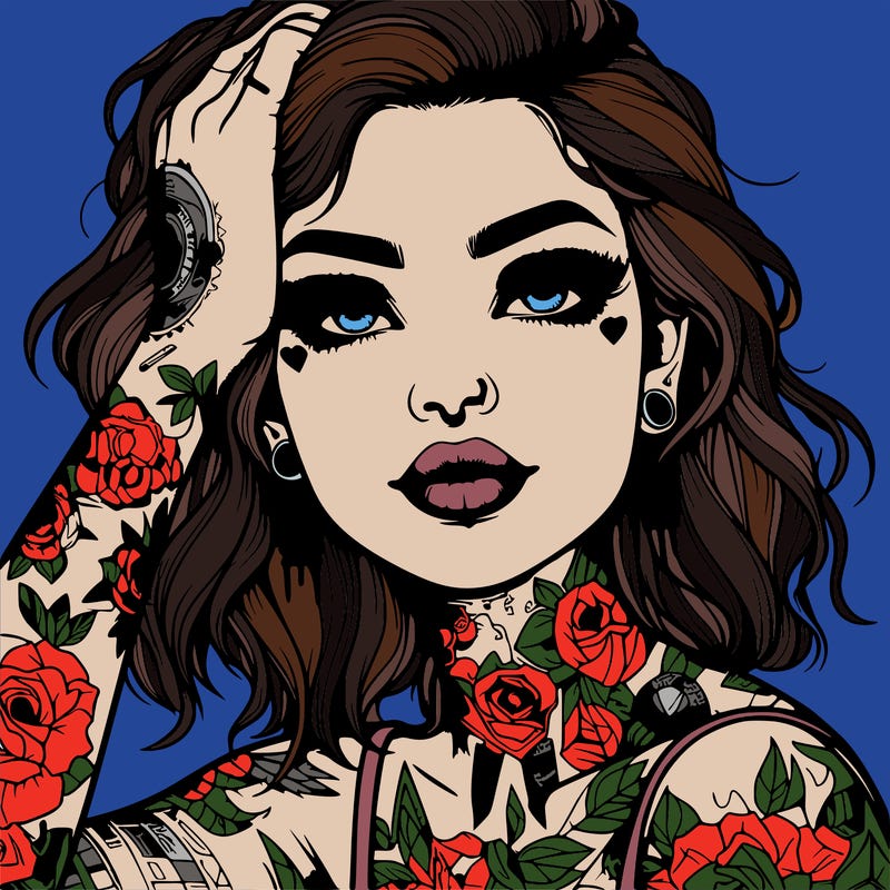 realistic girl with tattoos all over