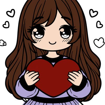 girl holding big heart in hands