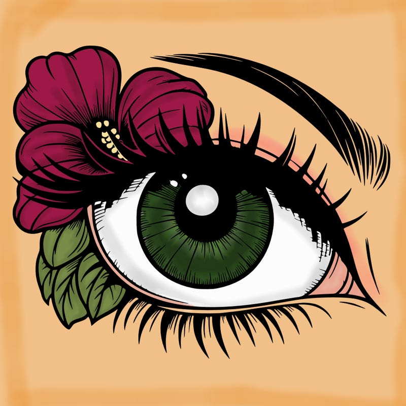 realistic eye with flower