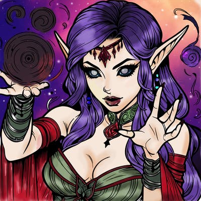 realistic scary beautiful elf sorceress casting spell