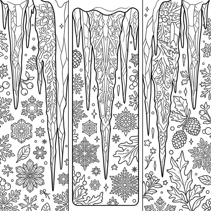 Bring the frosty beauty of winter to life with these stunning icicle bookmark coloring pages designed specifically for teens. Enjoy intricate patterns of ice, snowflakes, and seasonal foliage, perfect for a relaxing and creative break.