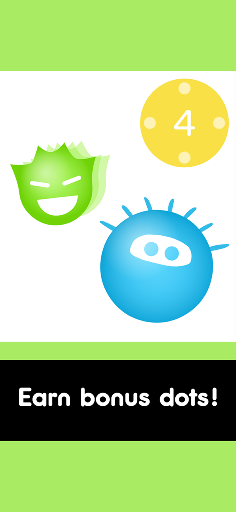 Dexteria Dots - Preschool Math - Colorful animated characters and a yellow number dot representing bonus rewards in Dexteria Dots preschool math app.