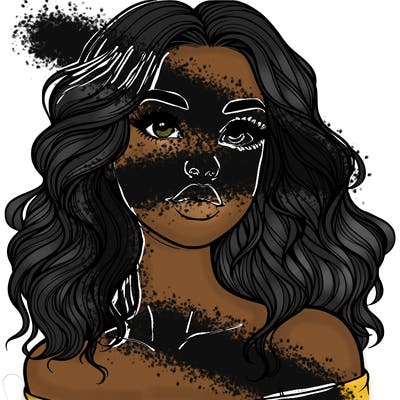 realistic girl with wavy hair and lips