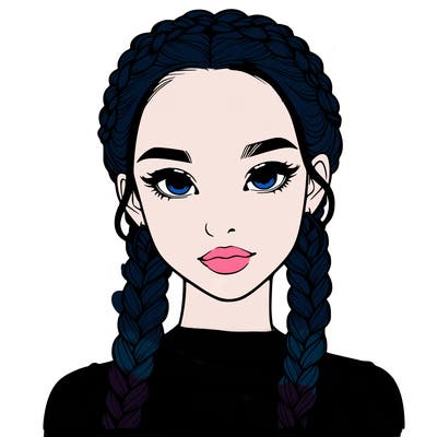 realistic girl with braids