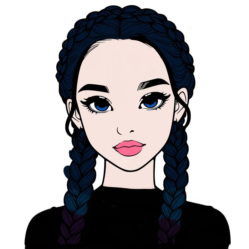 realistic girl with braids