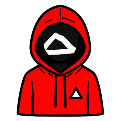 a person with non face waering a hoodie with a small triangle symbol