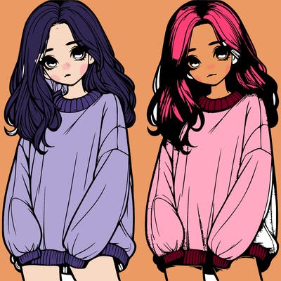 realistic girl with baggy sweater