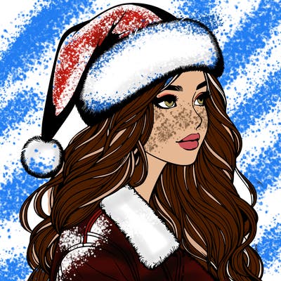 realistic girl in santa hat