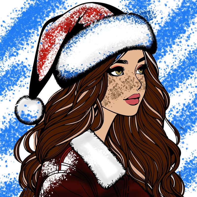 realistic girl in santa hat