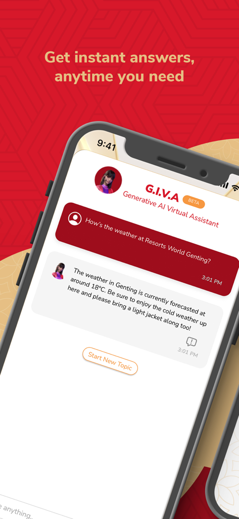 Resorts World Genting - Resorts World Genting app AI virtual assistant GIVA chat interface
