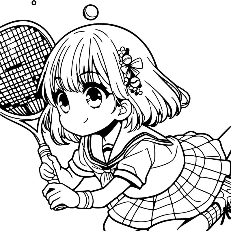 anime girl doing tennis