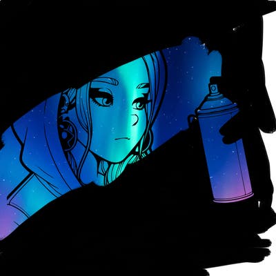 a realistic girl, spray painting