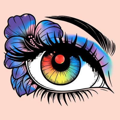 realistic eye with flower