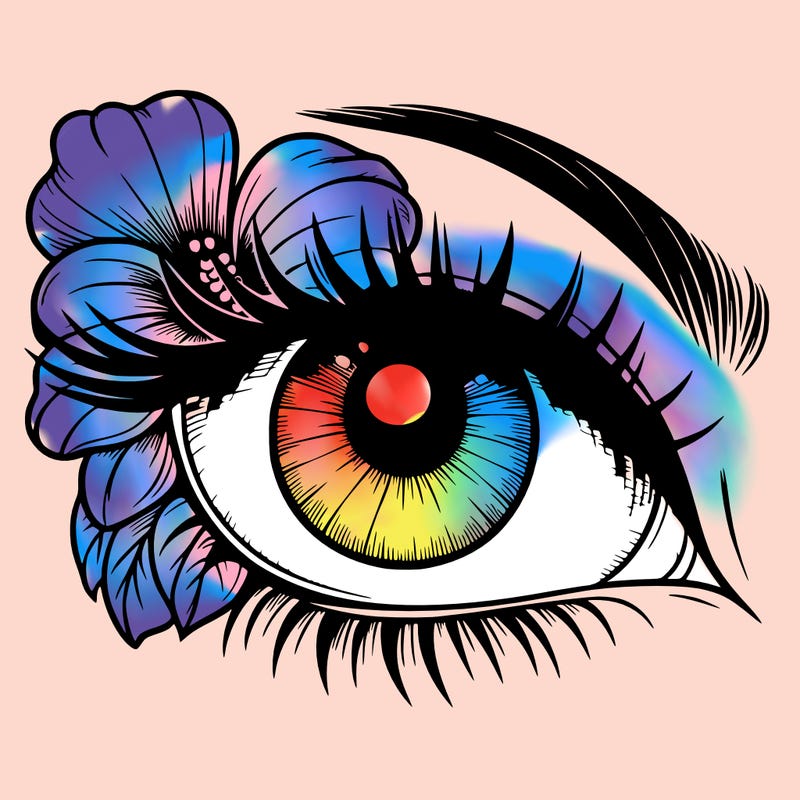 realistic eye with flower