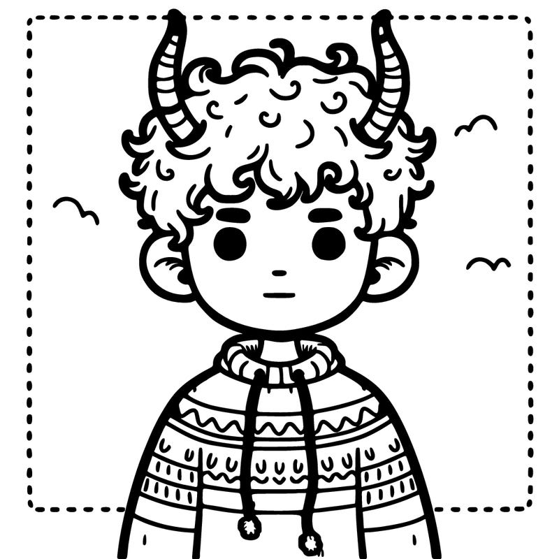 boy with curly hair and horns