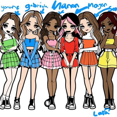 a group of girls realistic