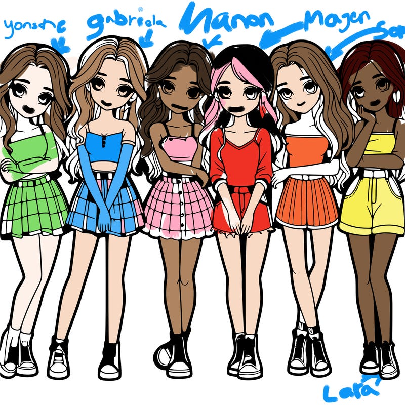 a group of girls realistic