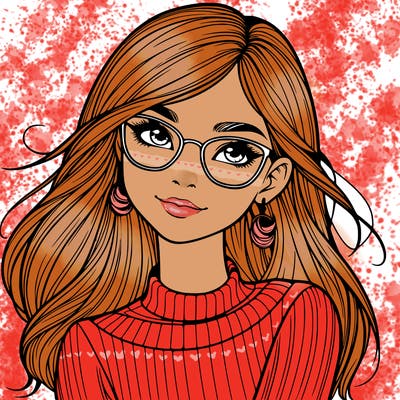 realistic girl with glasses