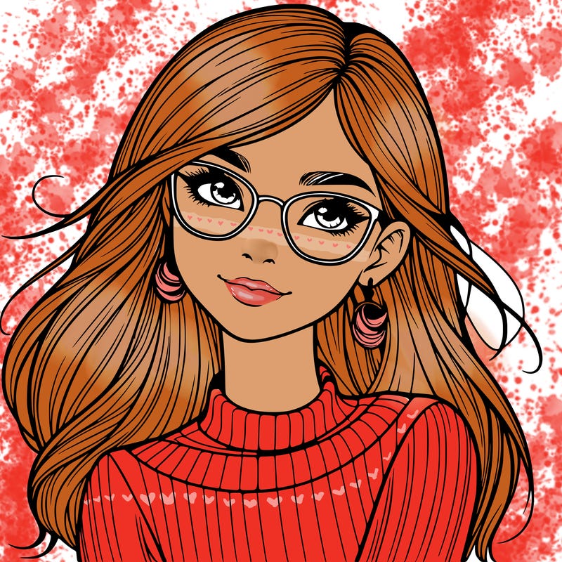 realistic girl with glasses