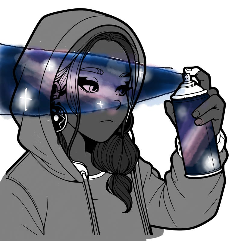 a realistic girl, spray painting