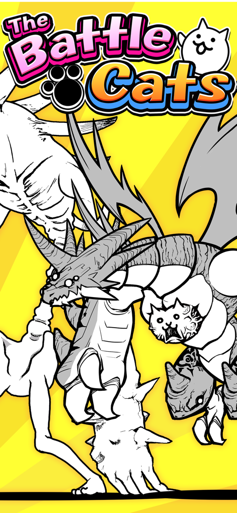 The Battle Cats - Werbegrafik für The Battle Cats mit bizarren und seltsam süßen Katzenmonstern