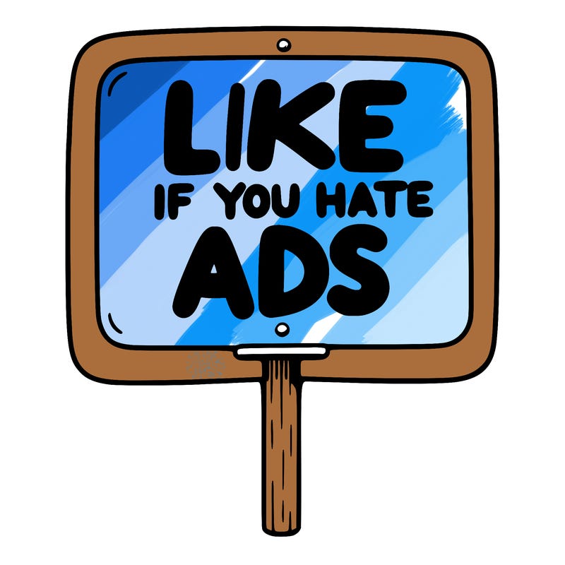a sign that says like if you hate ads