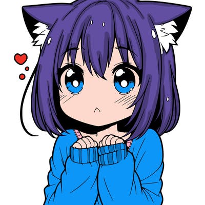 shy anime catgirl