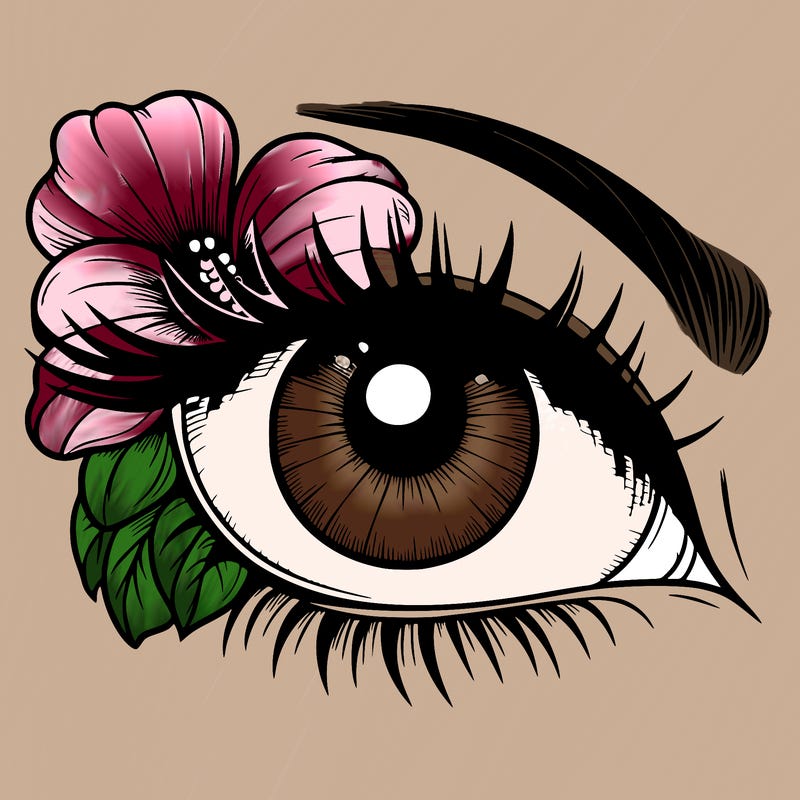 realistic eye with flower