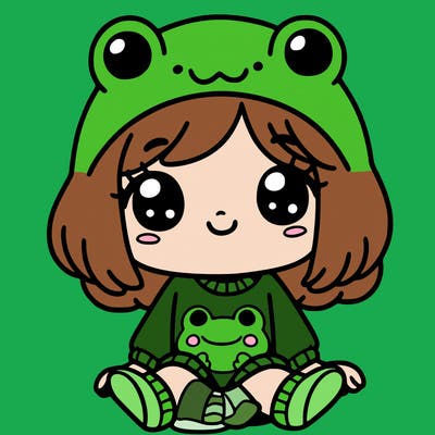 cute girl in froggy shirt