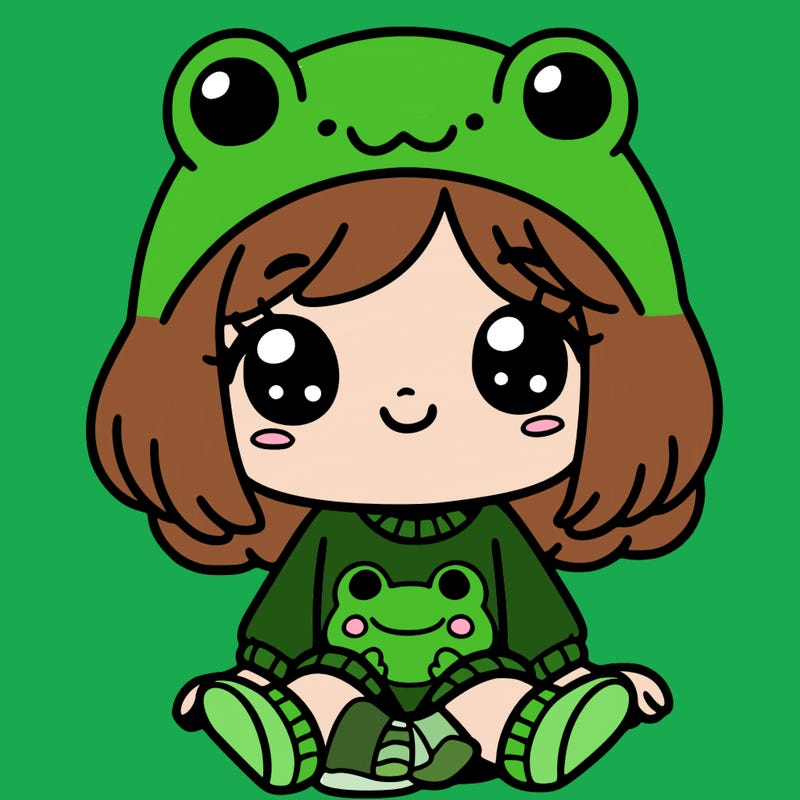 cute girl in froggy shirt