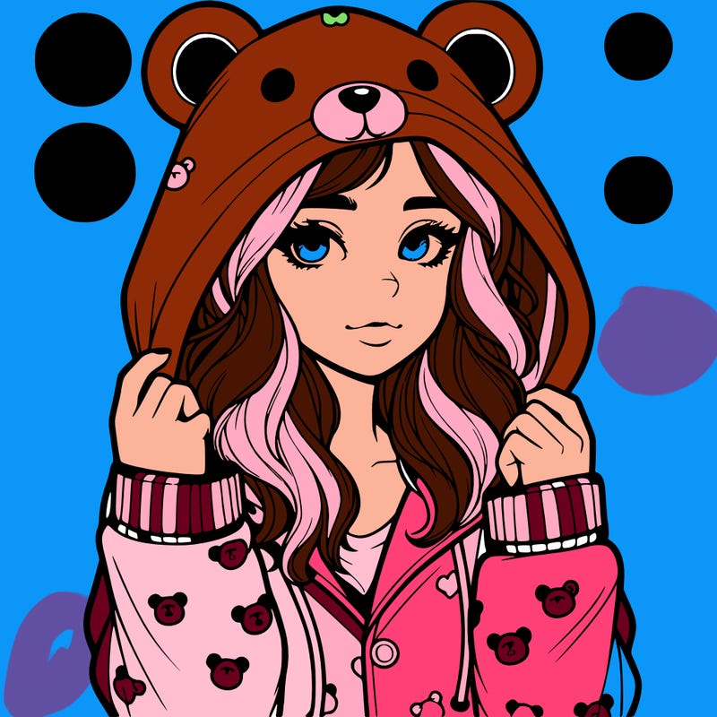 realistic girl in a animal pjs hoodie