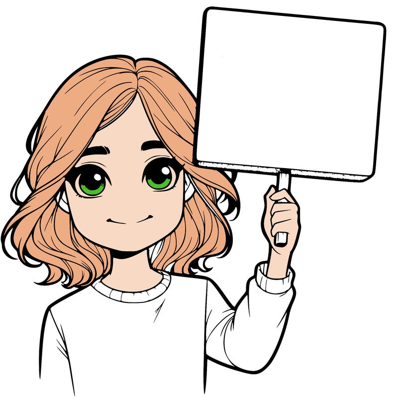 realistic girl holding up a sign