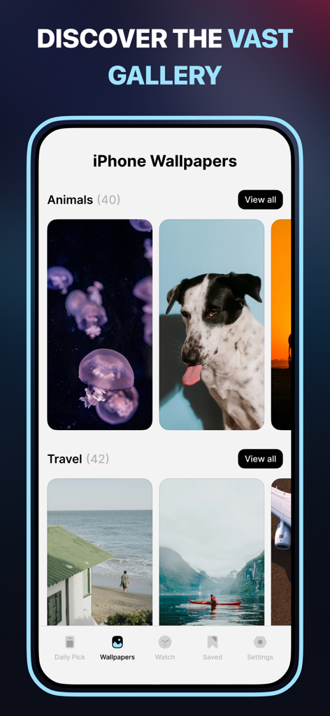 Spark: Pro Screensavers - A vast gallery of iPhone wallpapers organized by categories in the Spark Pro Screensavers app