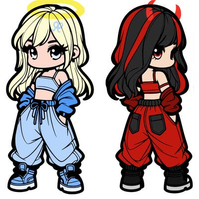 girl in crop top and baggy pants