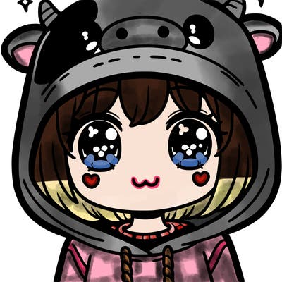 kawaii girl with cow hoodie