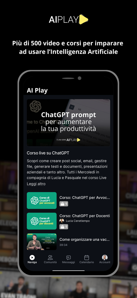 AI Play - AI Play app showing a list of artificial intelligence video courses for professionals