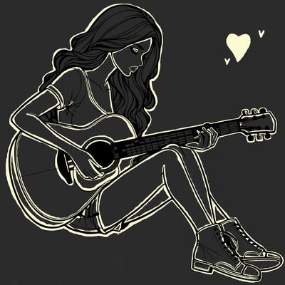 realistic woman play guitar