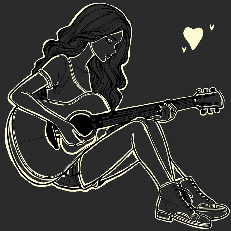realistic woman play guitar