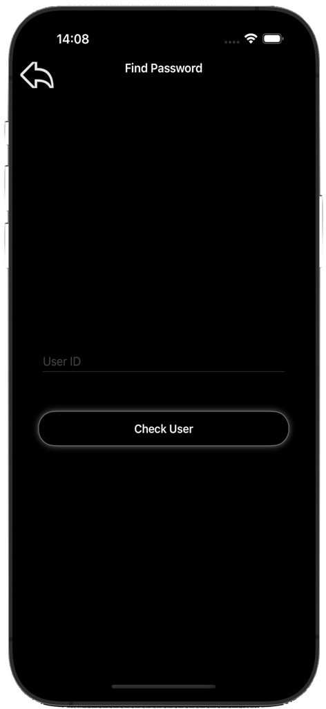 JLVPN. - Interfaz para encontrar contraseña de la aplicación JLVPN que muestra el campo de entrada de ID de usuario y el botón para verificar usuario